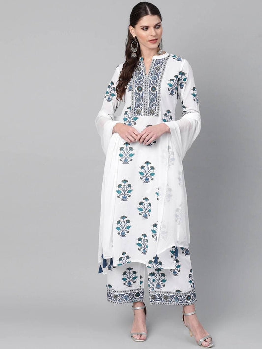 Extraordinary White Color Cotton Printed Ready Made Salwar Suit For Ladies