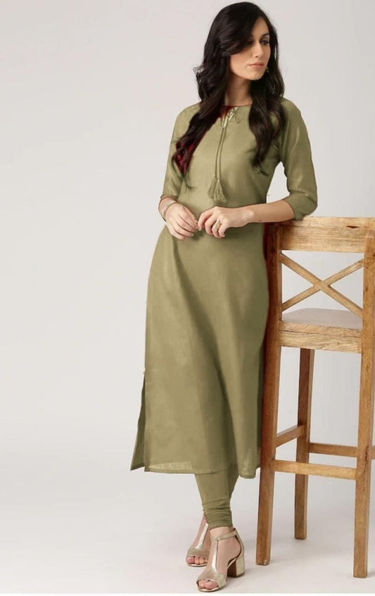 Beautiful Green Color Cotton Party Wear Ready Made Kurti