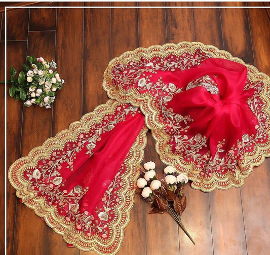 Wonderful Red Color Georgette Function Wear Sequence Work Fancy Saree Blouse