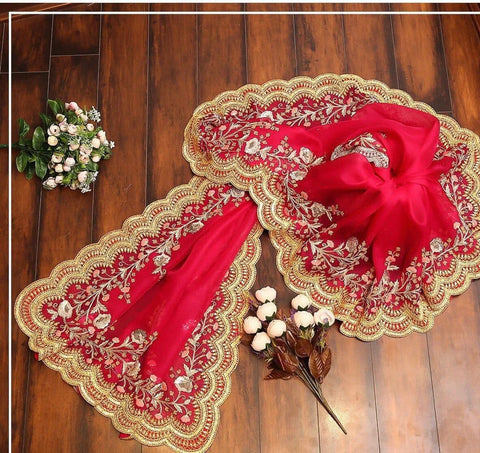 Wonderful Red Color Georgette Function Wear Sequence Work Fancy Saree Blouse