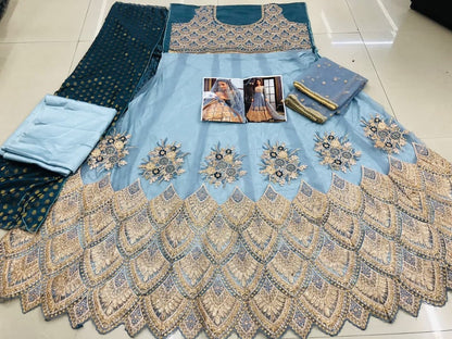 Alluring Grey Color Art Silk Embroidered Work Festive Wear Salwar Suit