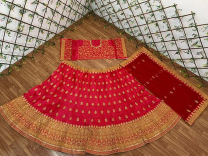 Desirable Maroon Color Banglori Silk Embroidered Work Wedding Wear Lehenga Choli