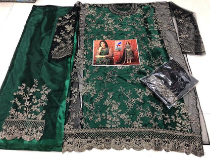 Decent Green Color Wedding Wear Net Embroidered Work Salwar Suit