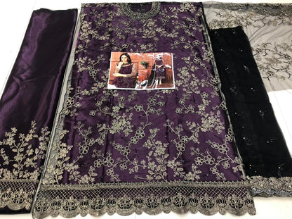 Mind-blowing Wine Color Net Function Wear Embroidered Work Salwar Suit