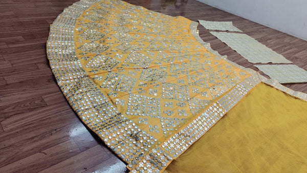 Dismaying Yellow Color Wedding Wear Satin Embroidered Work Lehenga Choli