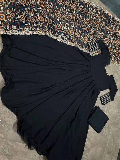 Novelty Black Color Georgette Embroidered Work Party Wear Salwar Suit