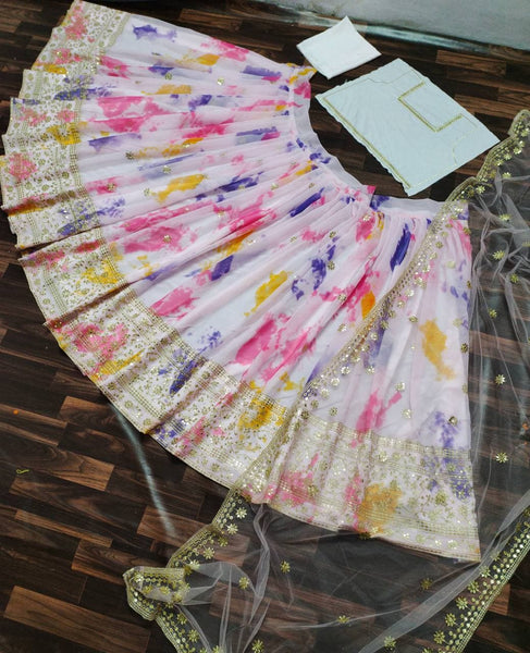 Starling Multi Color Function Wear Georgette Printed Sequence Work Lehenga Choli