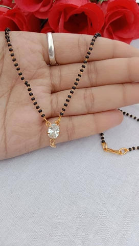 Knockout White Color American Diamond Imitation Mangalsutra