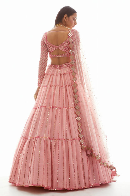 Majesty Pink Color Georgette Sequence Embroidered Work Lehenga Choli