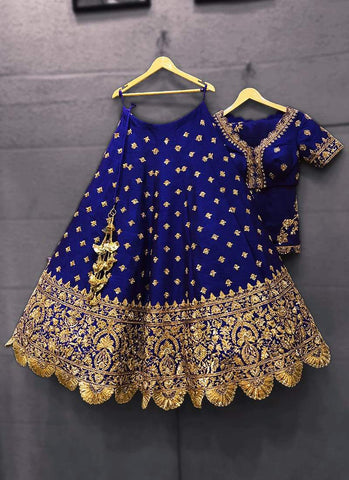 Staggering Royal Blue Color Art Silk Festival Wear Embroidered Work Lehenga Choli