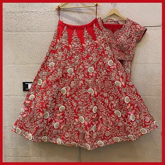 Marvalous Red Color Satin Designer Embroidered Work Lehenga Choli For Women