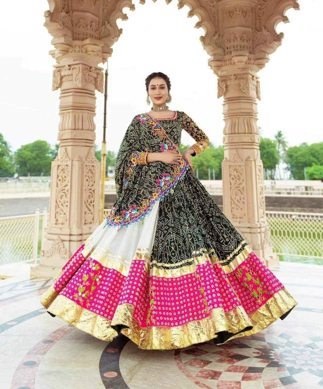 Novelty White Color Butter Silk Digital Printed Function Wear Lehenga Choli
