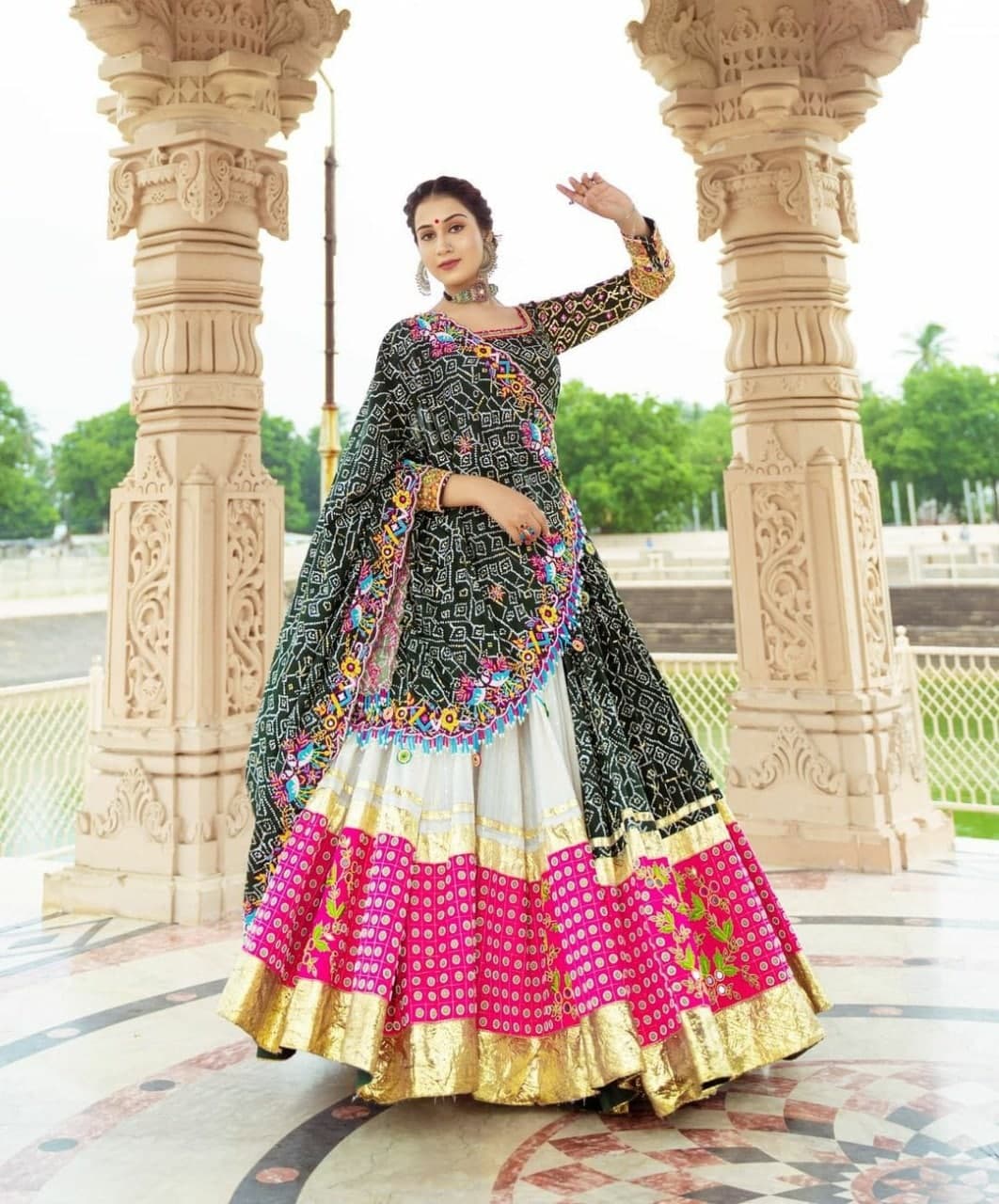 Novelty White Color Butter Silk Digital Printed Function Wear Lehenga Choli