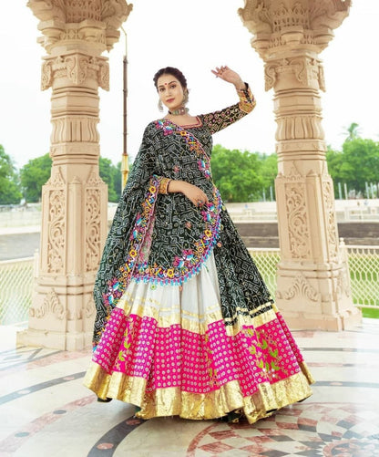 Novelty White Color Butter Silk Digital Printed Function Wear Lehenga Choli