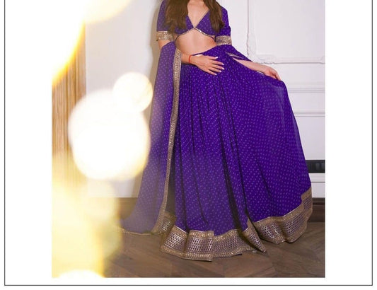 Preferable Violet Color Georgette Sequence Work Wedding Wear Lehenga Choli