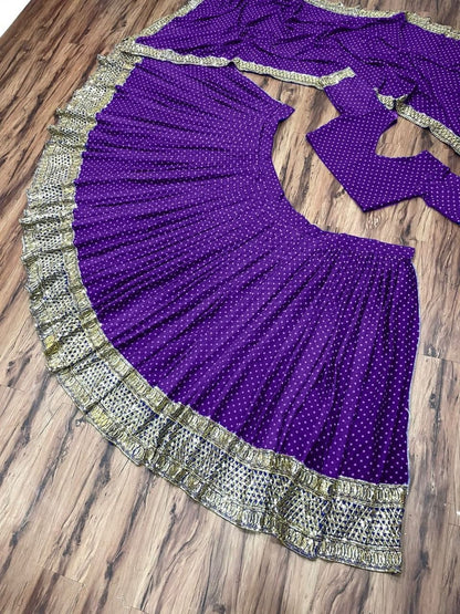 Preferable Violet Color Georgette Sequence Work Wedding Wear Lehenga Choli