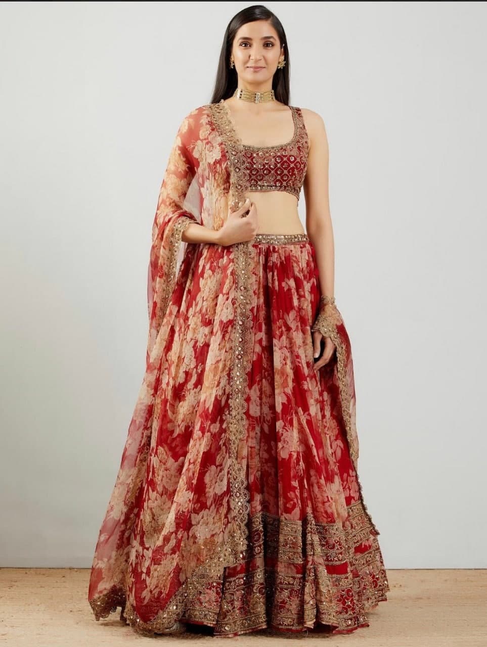 Lovable Red Color Function Wear Georgette Printed Work Lehenga Choli