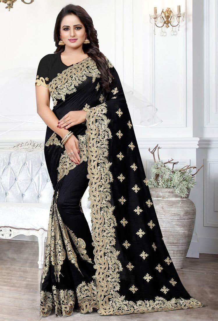 Flattering Black Color Georgette Embroidered Work Saree Blouse For Festive Wear