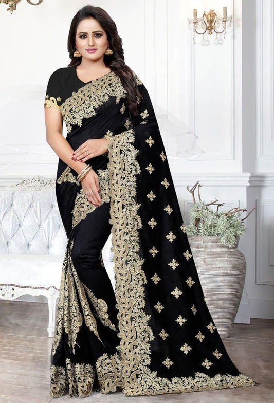 Flattering Black Color Georgette Embroidered Work Saree Blouse For Festive Wear