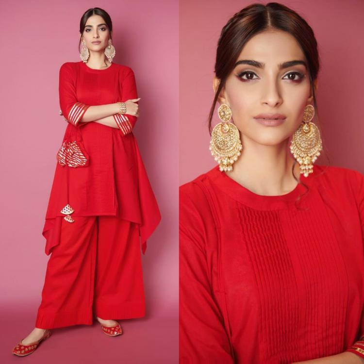 Red Color Rayon Gotta Patti Work Readymade Kurta Plazo For Women