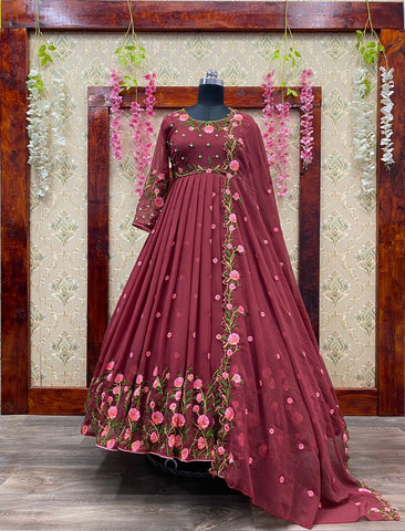 Party Wear Designer Latest Embroidered Georgette Anarkali Salwar suit Dress