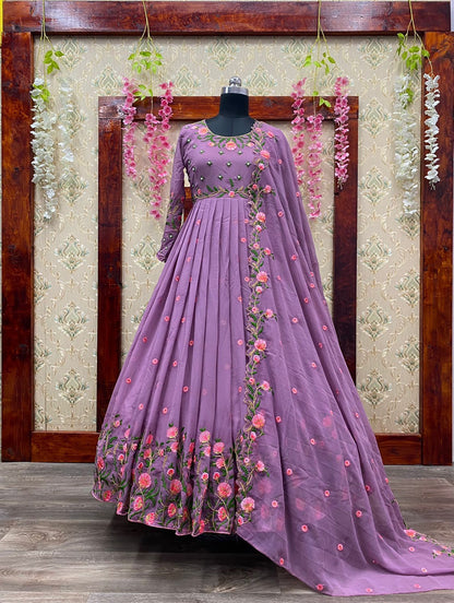 Party Wear Designer Latest Embroidered Georgette Anarkali Salwar suit Dress