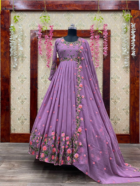 Party Wear Designer Latest Embroidered Georgette Anarkali Salwar suit Dress