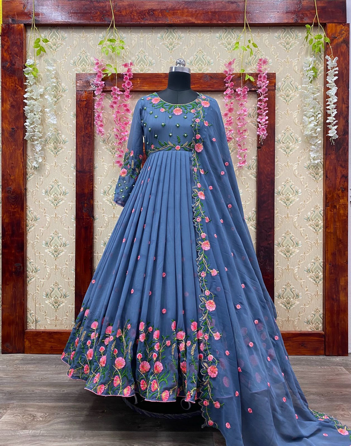 Party Wear Designer Latest Embroidered Georgette Anarkali Salwar suit Dress