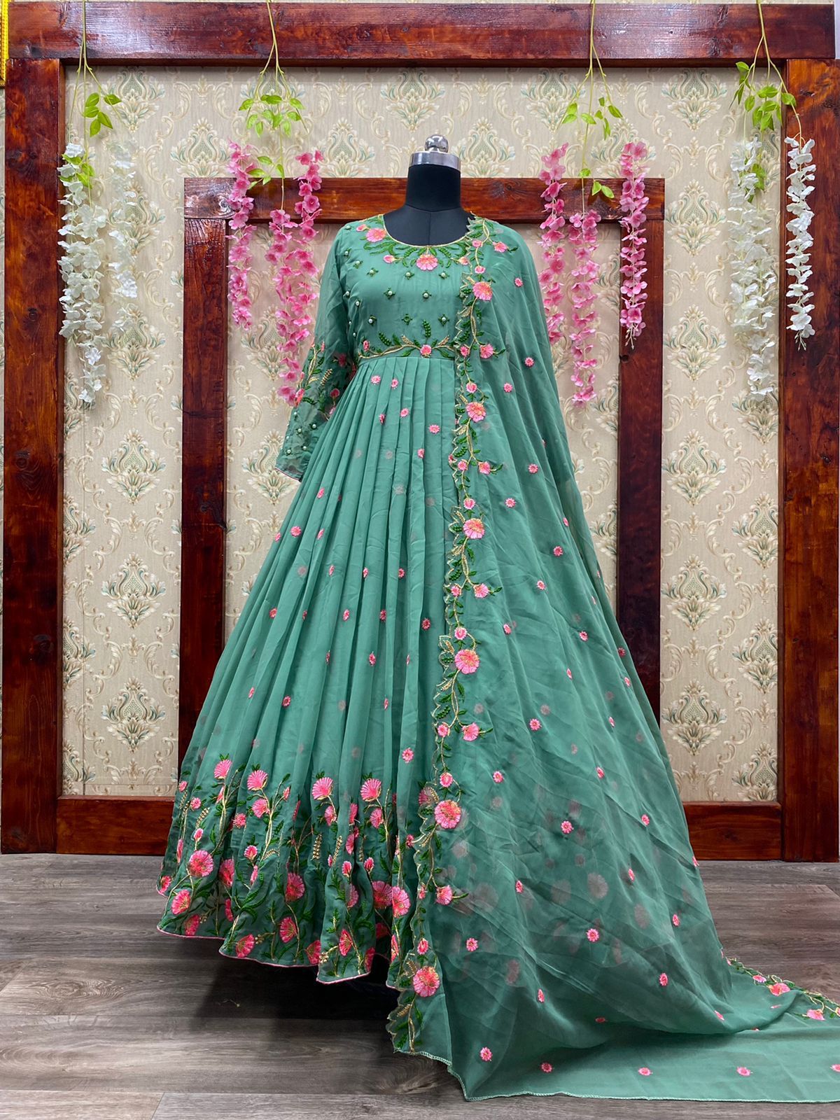Party Wear Designer Latest Embroidered Georgette Anarkali Salwar suit Dress