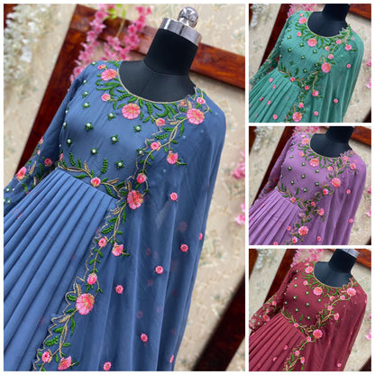 Party Wear Designer Latest Embroidered Georgette Anarkali Salwar suit Dress