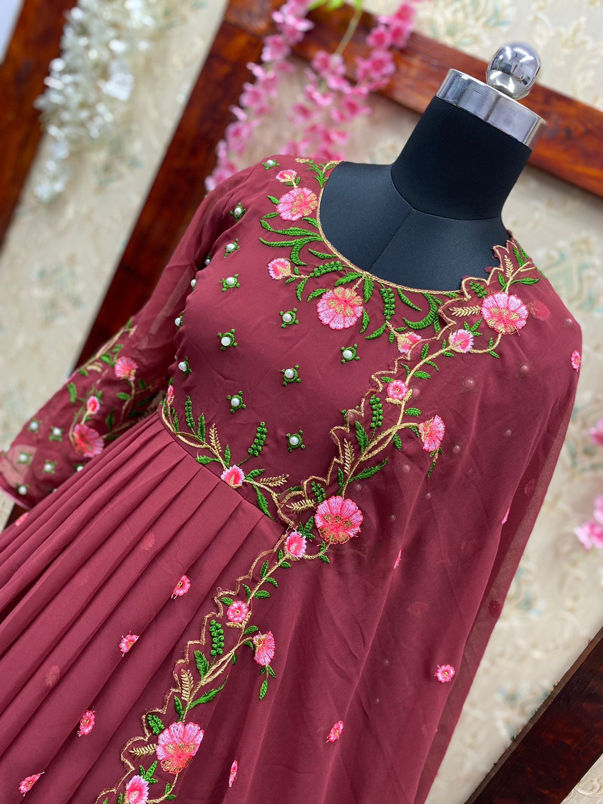 Party Wear Designer Latest Embroidered Georgette Anarkali Salwar suit Dress
