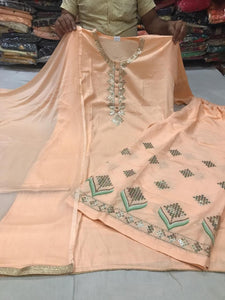 Peach Color Top Rayon Embroidery kurta Plazzo for women