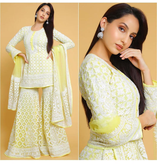 Latest Georgette With Heavy Embroidered work Stitched Kurta Plazo