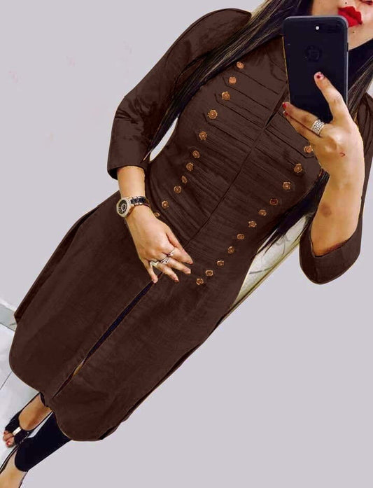 Party Wear Coffee Color Party Wear Rayon Selfie Stitched Kurti Design Online