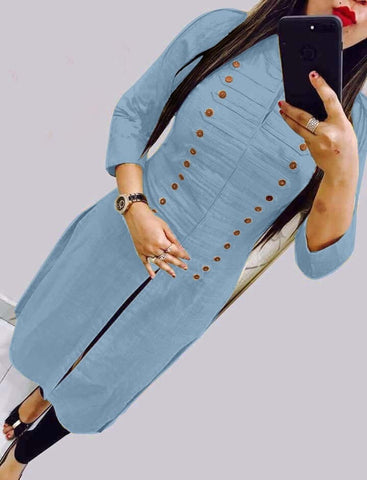 Gray Color Function Wear Plain Rayon Selfie Stitched Kurti For Women