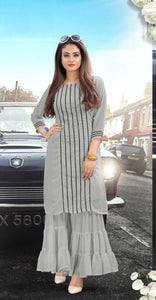 Grey Colored Pure Georgette Sharara Kurti For Women VT1031101A
