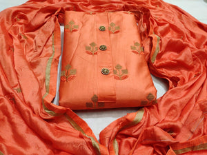 Scarlet Color Cotton Fancy Embroidered Work Salwar Suit For Festive Wear