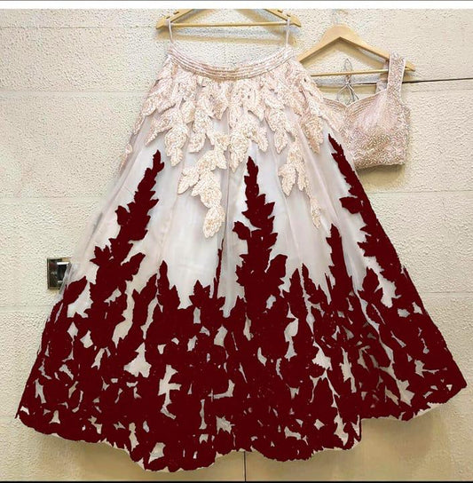 Radiant Maroon Color Designer Net Chain Diamond Work Lehenga Choli For Function Wear