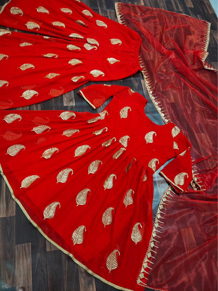Reach Designer Red Sharara Suit Set For Women