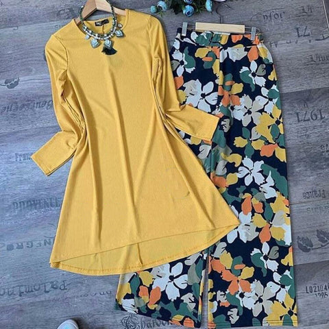 Yellow Colored American Crap Digital Print Plazo Top For Party Wear MINIAB122Z