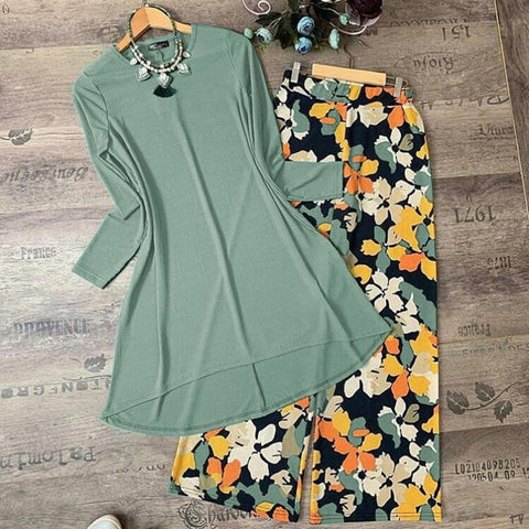 Light Green Colored American Crap Digital Print Plazo Top For Party Wear MINIAB122Y