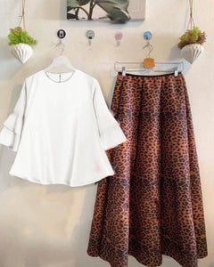 Fabulous Brown Color Festive Wear Rayon Fancy Digital Printed Ready Made Skirt Top