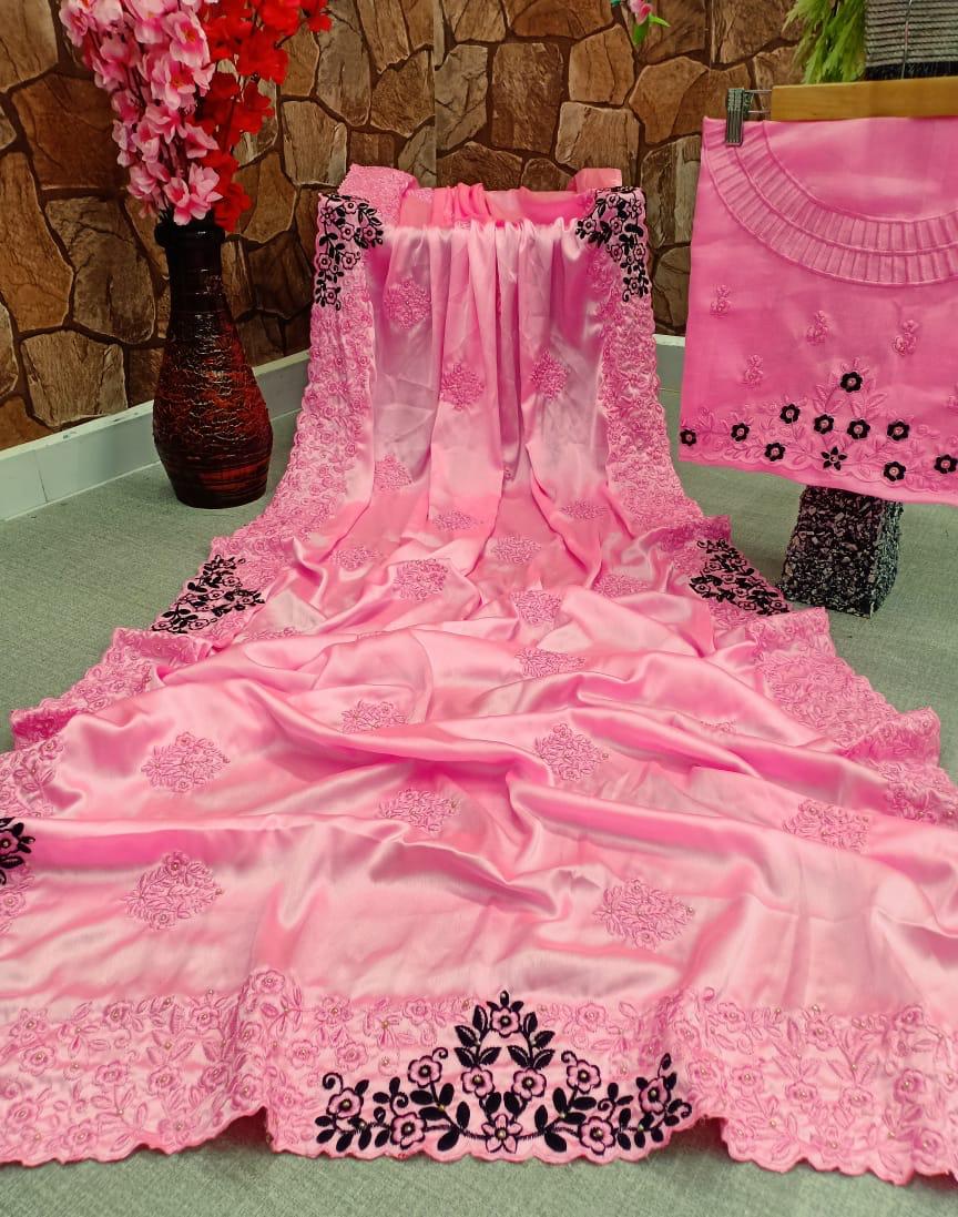 Latest Fancy Silk Saree With Designer Blouse online For Women