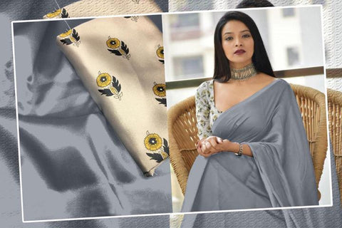 Surpassing Grey Color Function Wear Satin Silk Plain Saree Blouse For Women