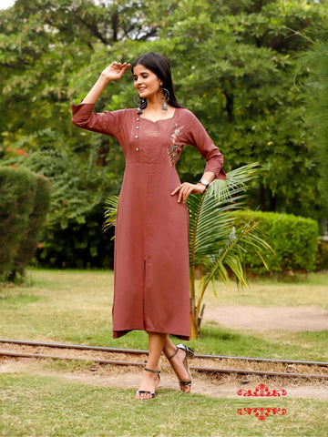Fully Stitched Heavy Rayon Handwork Embroidered Kurti For Women