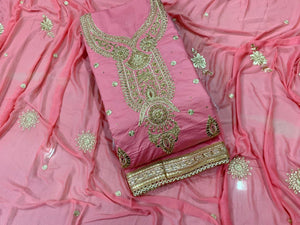 Taffy Color Festive Wear Cotton Embroidered Diamond Work Salwar Suit For Women