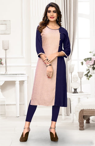 Party Wear Light Pink Color Rayon Full Stitched Printed Kurti For Women  VAIKUNTH110A