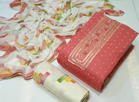 Party Wear Light Pink Color Printed Designer Cotton Salwar Suit For Women