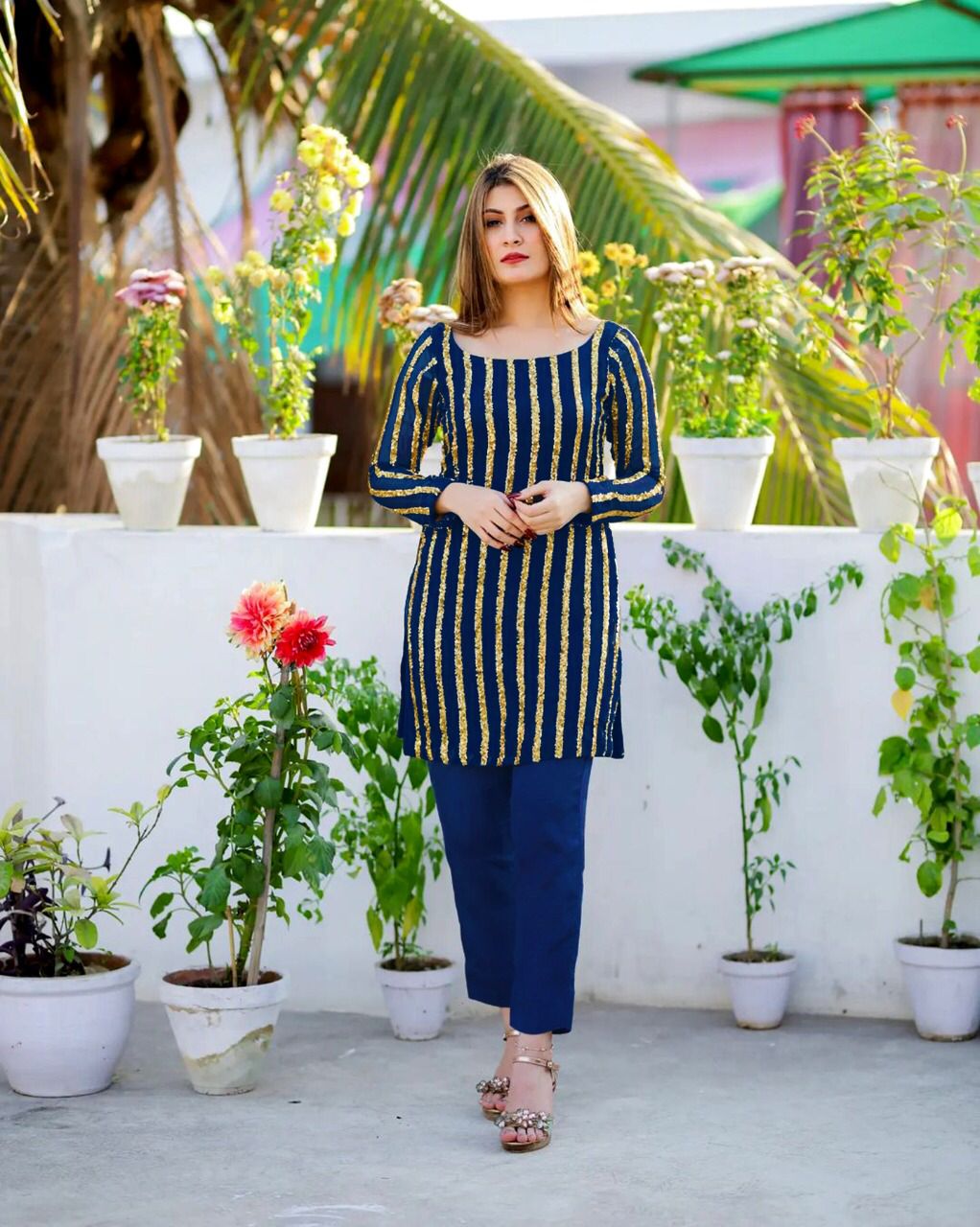 Embroidered Plazo Kurti For Women
