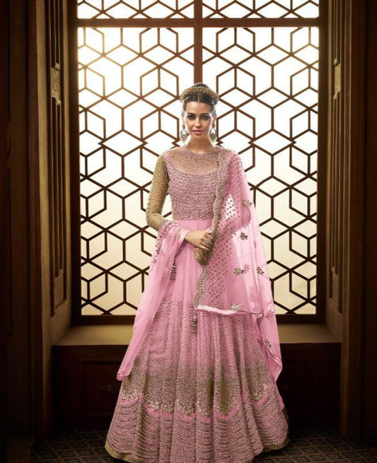 Taffy Color Party Wear Heavy Soft Net Stone Embroidered Multi Zari Work Salwar Suit For Women